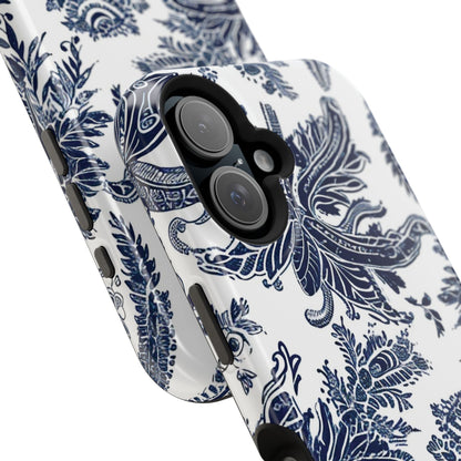 Blue Floral Damask Magnetic Impact - Resistant Phone Case - DIGITAL X