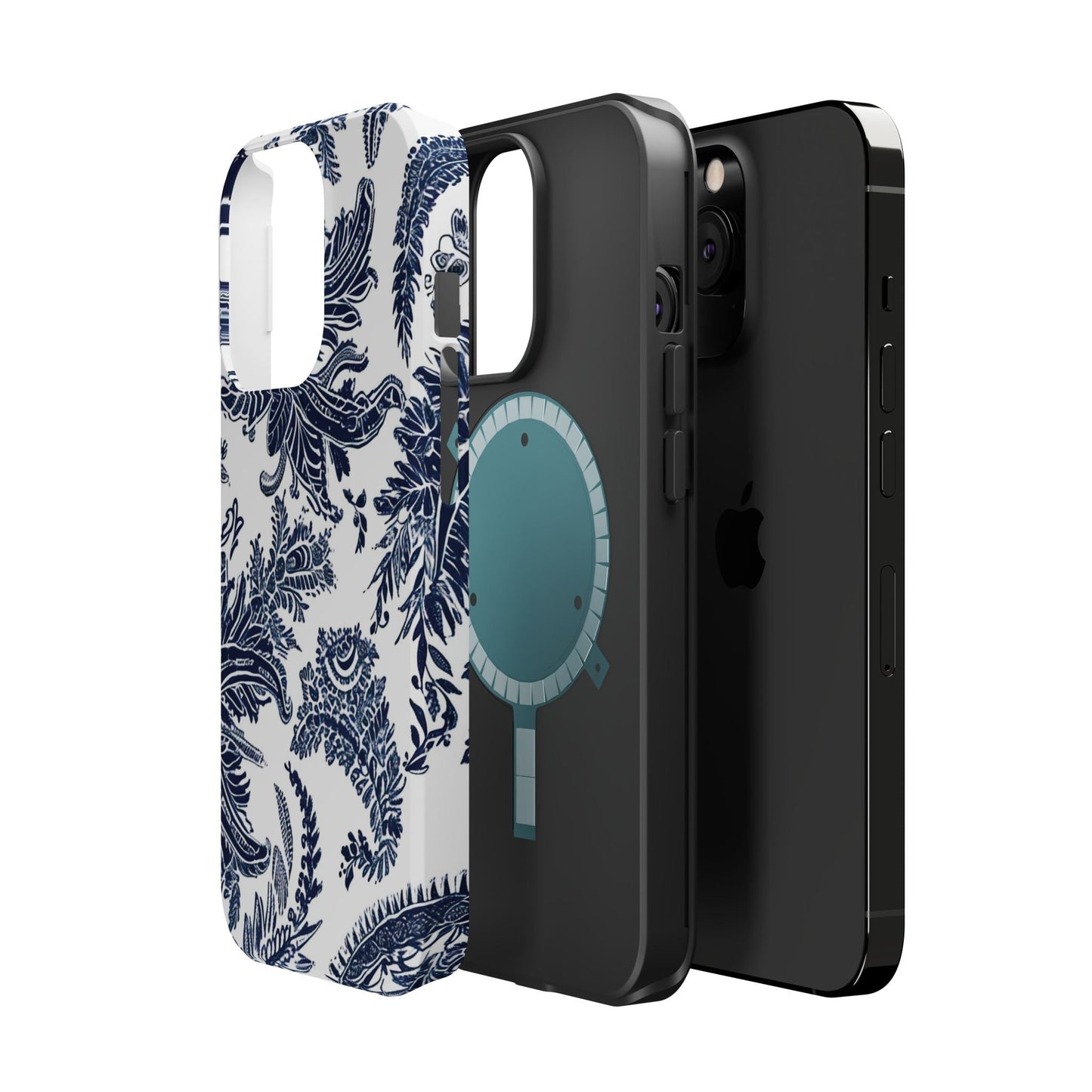 Blue Floral Damask Magnetic Impact - Resistant Phone Case - DIGITAL X