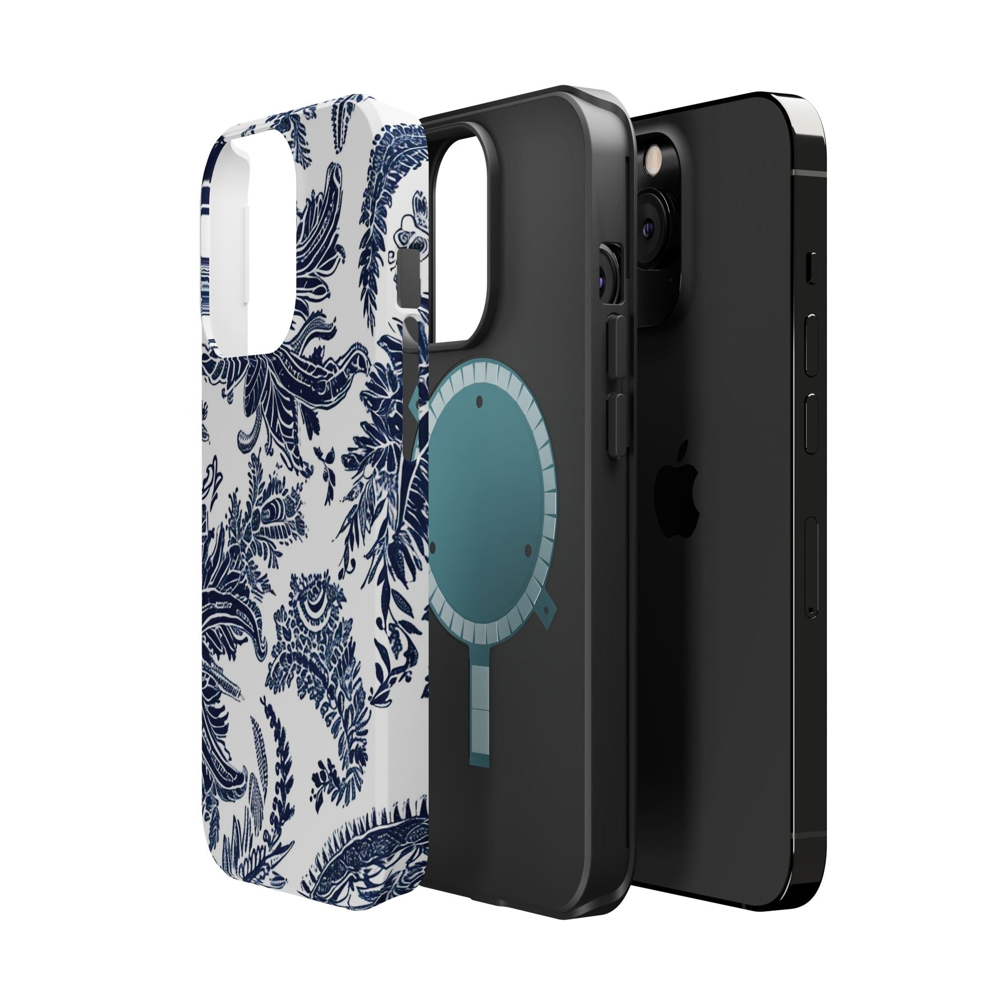 Blue Floral Damask Magnetic Impact - Resistant Phone Case - DIGITAL X