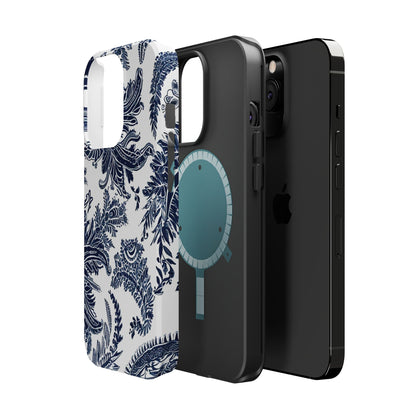 Blue Floral Damask Magnetic Impact - Resistant Phone Case - DIGITAL X