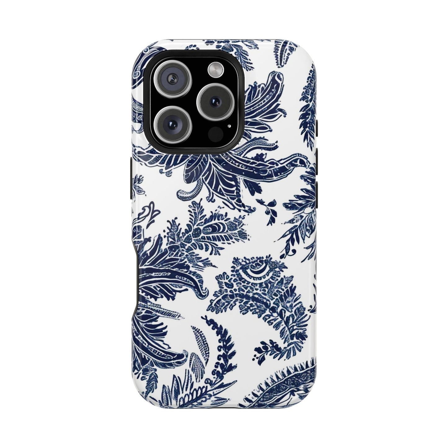 Blue Floral Damask Magnetic Impact - Resistant Phone Case - DIGITAL X