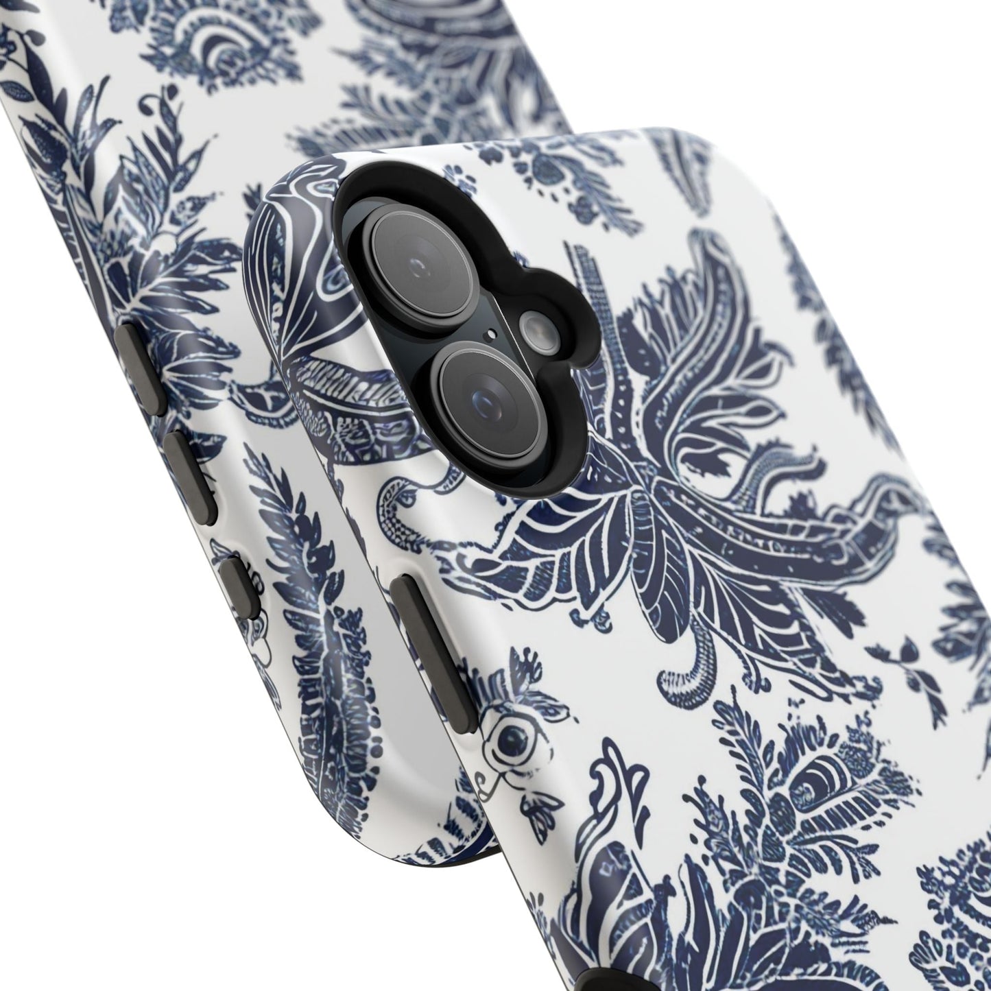 Blue Floral Damask Magnetic Impact - Resistant Phone Case - DIGITAL X