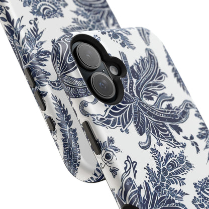 Blue Floral Damask Magnetic Impact - Resistant Phone Case - DIGITAL X