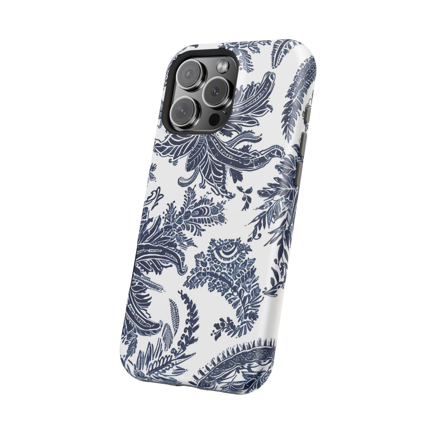 Blue Floral Damask Magnetic Impact - Resistant Phone Case - DIGITAL X