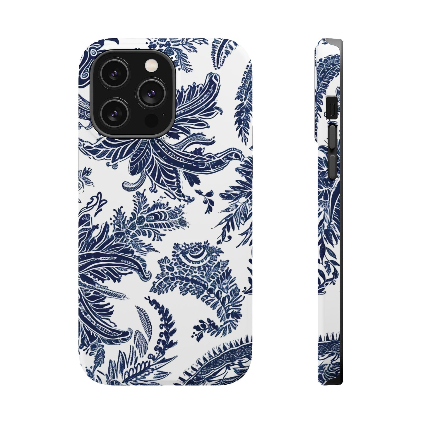 Blue Floral Damask Magnetic Impact - Resistant Phone Case - DIGITAL X