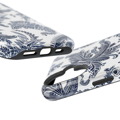 Blue Floral Damask Magnetic Impact - Resistant Phone Case - DIGITAL X
