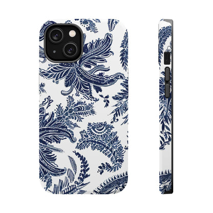 Blue Floral Damask Magnetic Impact - Resistant Phone Case - DIGITAL X