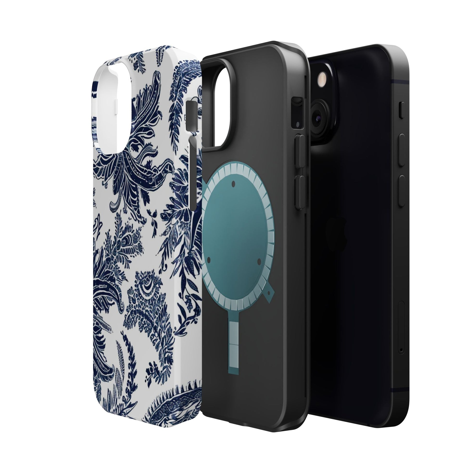 Blue Floral Damask Magnetic Impact - Resistant Phone Case - DIGITAL X