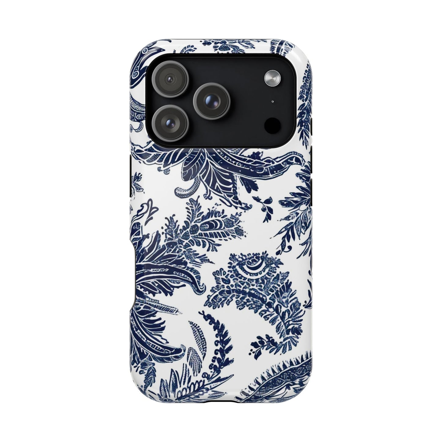 Blue Floral Damask Magnetic Impact - Resistant Phone Case - DIGITAL X
