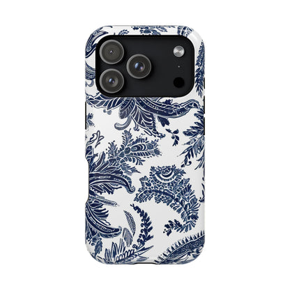 Blue Floral Damask Magnetic Impact - Resistant Phone Case - DIGITAL X
