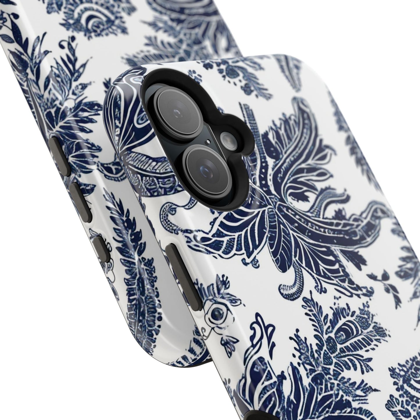 Blue Floral Damask Magnetic Impact - Resistant Phone Case - DIGITAL X