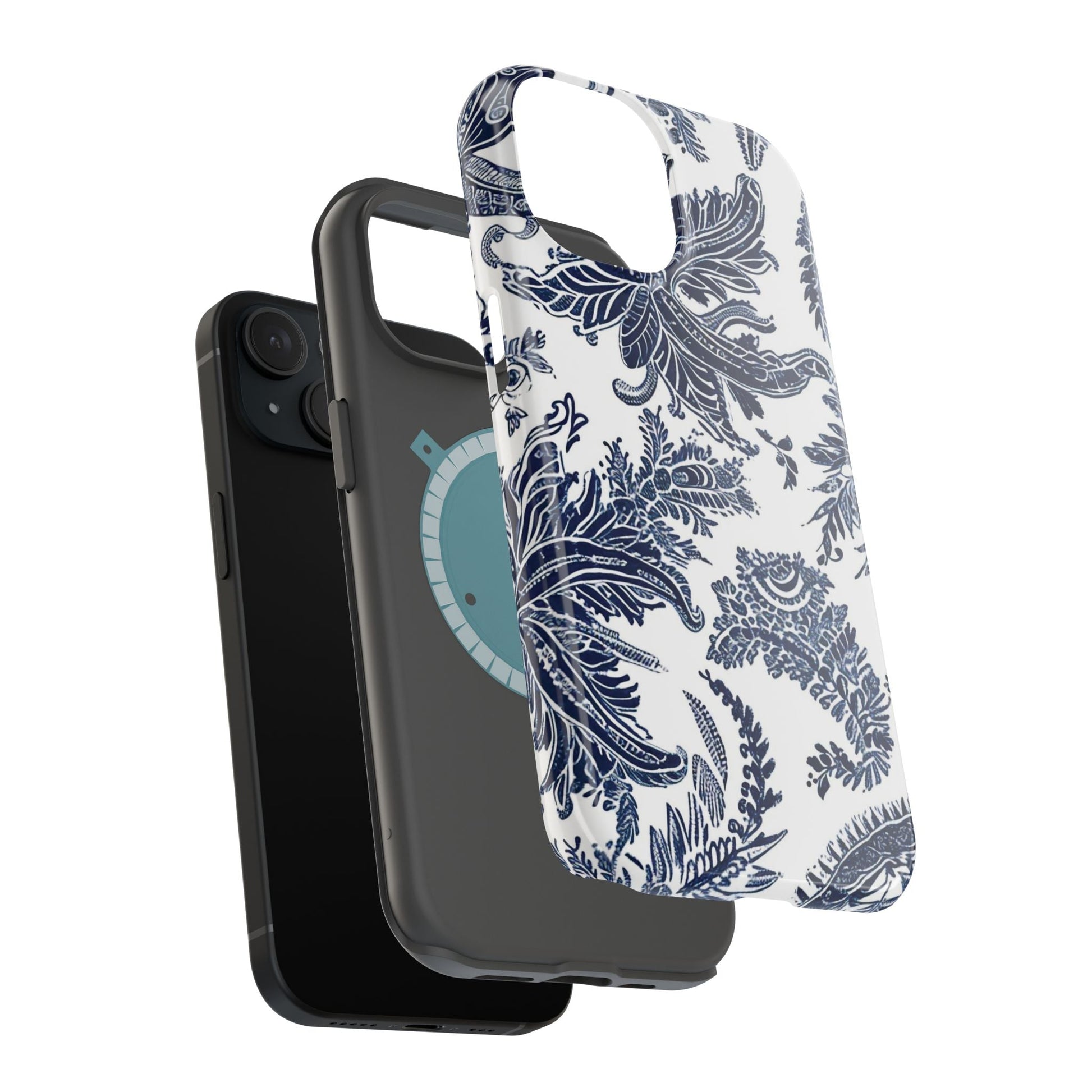 Blue Floral Damask Magnetic Impact - Resistant Phone Case - DIGITAL X