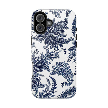 Blue Floral Damask Magnetic Impact - Resistant Phone Case - DIGITAL X