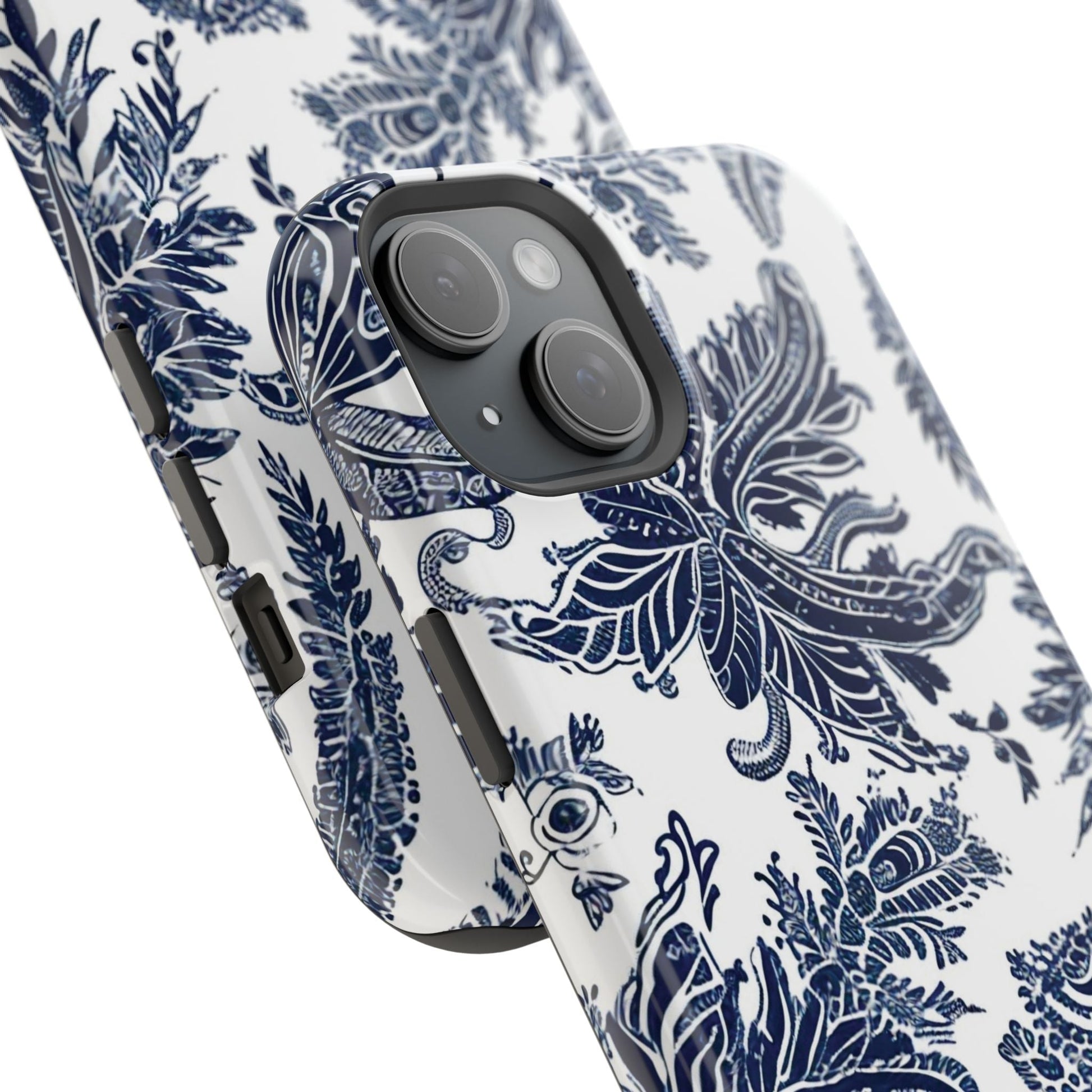 Blue Floral Damask Magnetic Impact - Resistant Phone Case - DIGITAL X