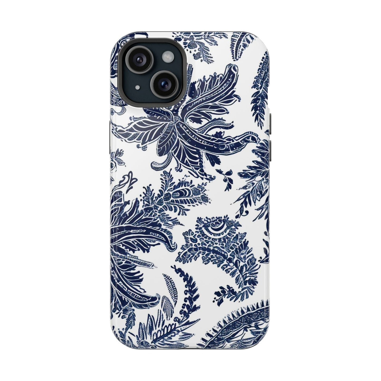 Blue Floral Damask Magnetic Impact - Resistant Phone Case - DIGITAL X