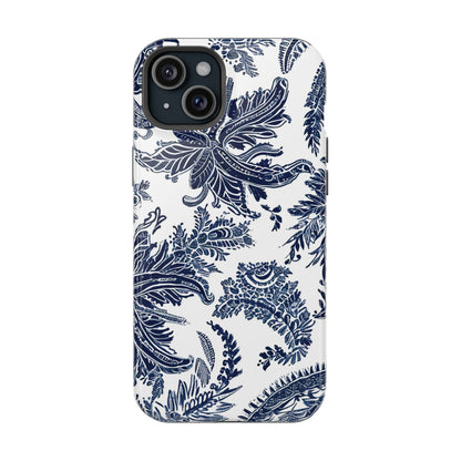 Blue Floral Damask Magnetic Impact - Resistant Phone Case - DIGITAL X