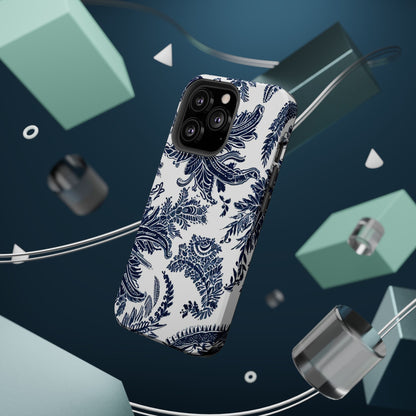 Blue Floral Damask Magnetic Impact - Resistant Phone Case - DIGITAL X