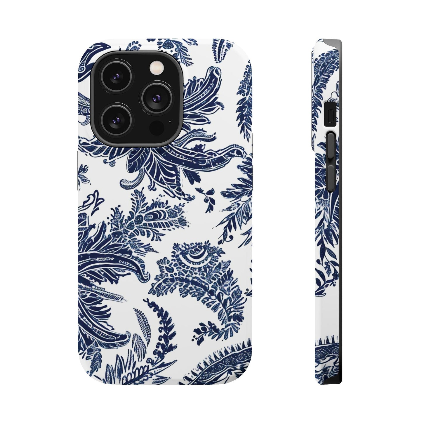 Blue Floral Damask Magnetic Impact - Resistant Phone Case - DIGITAL X