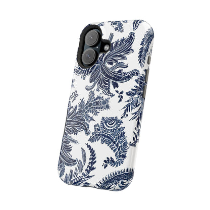 Blue Floral Damask Magnetic Impact - Resistant Phone Case - DIGITAL X