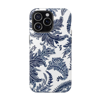 Blue Floral Damask Magnetic Impact - Resistant Phone Case - DIGITAL X