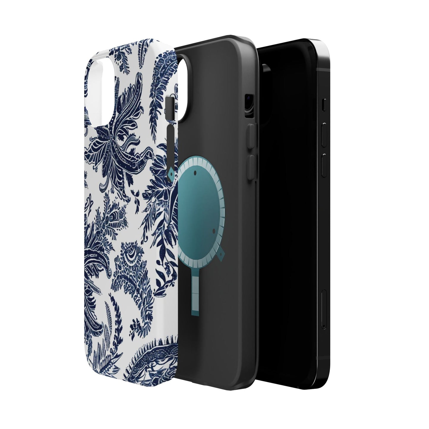 Blue Floral Damask Magnetic Impact - Resistant Phone Case - DIGITAL X