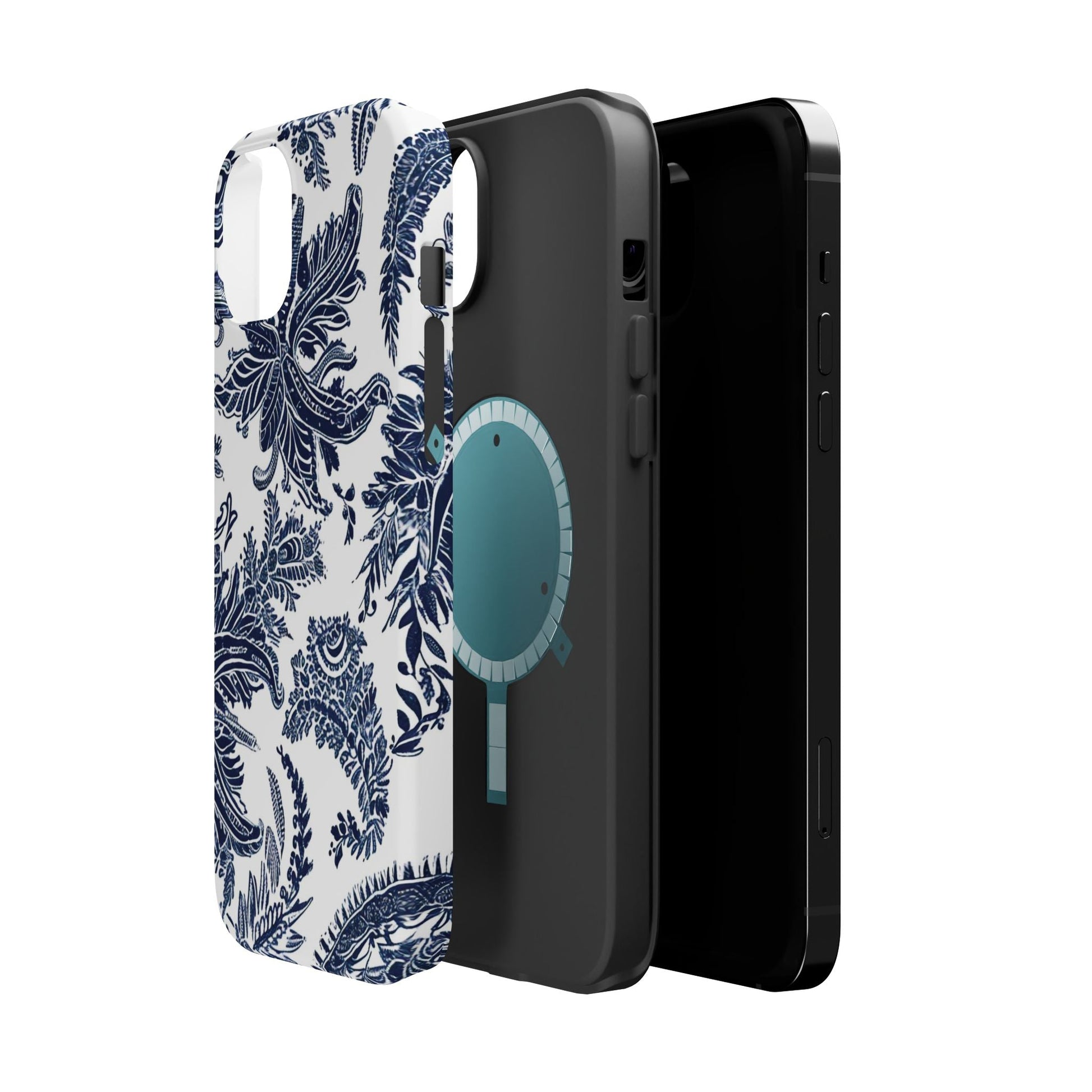 Blue Floral Damask Magnetic Impact - Resistant Phone Case - DIGITAL X