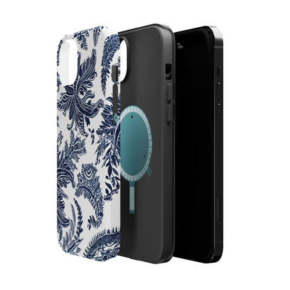 Blue Floral Damask Magnetic Impact - Resistant Phone Case - DIGITAL X