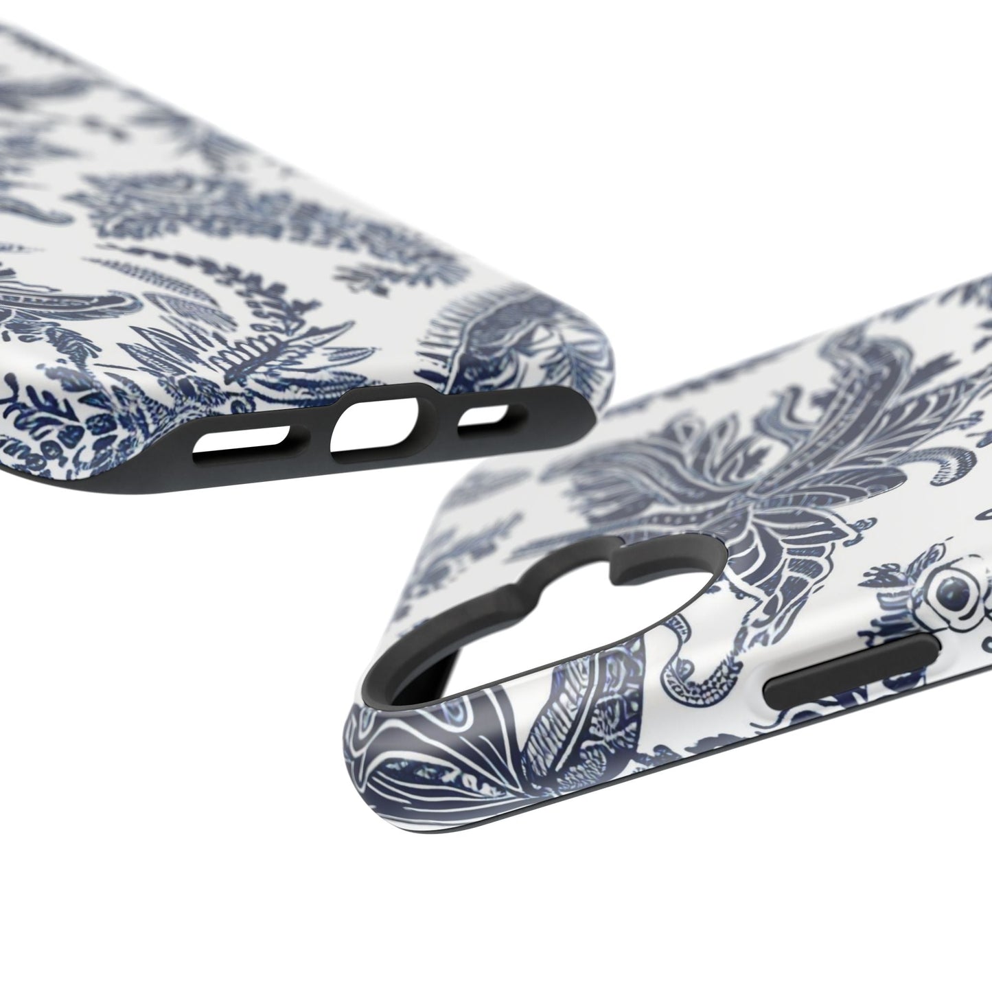 Blue Floral Damask Magnetic Impact - Resistant Phone Case - DIGITAL X