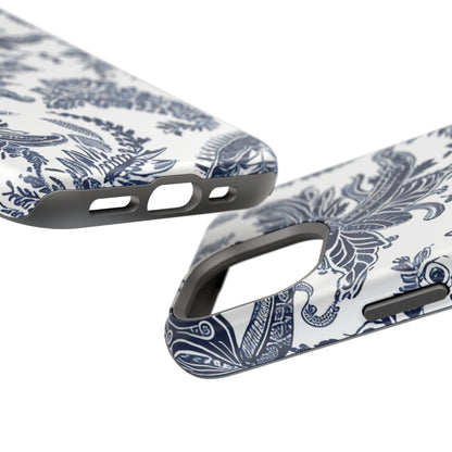 Blue Floral Damask Magnetic Impact - Resistant Phone Case - DIGITAL X