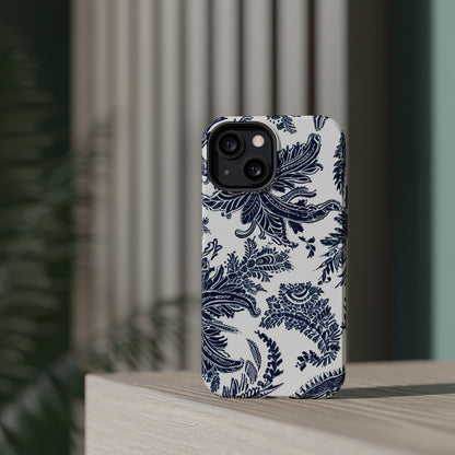 Blue Floral Damask Magnetic Impact - Resistant Phone Case - DIGITAL X