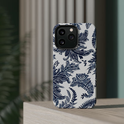 Blue Floral Damask Magnetic Impact - Resistant Phone Case - DIGITAL X