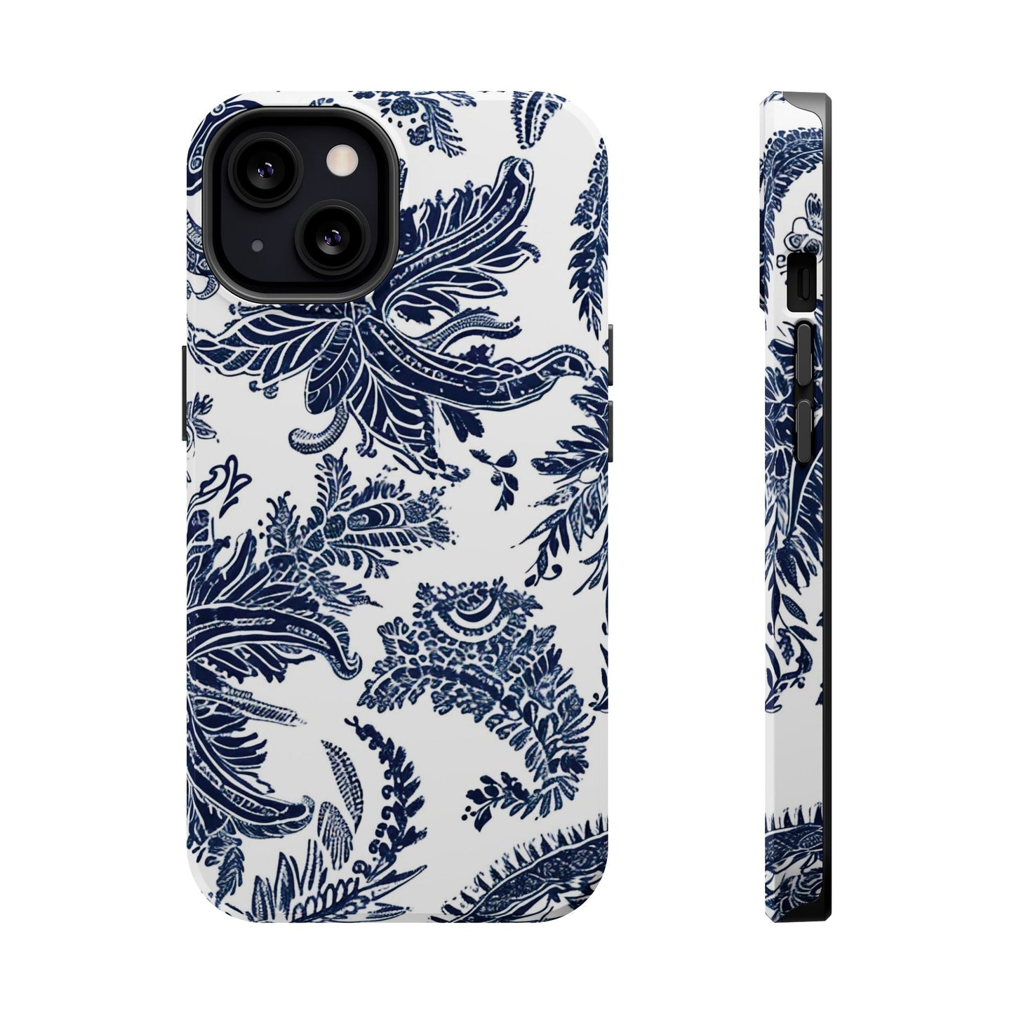 Blue Floral Damask Magnetic Impact - Resistant Phone Case - DIGITAL X