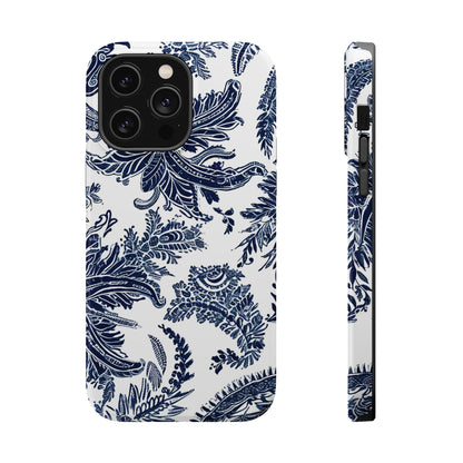 Blue Floral Damask Magnetic Impact - Resistant Phone Case - DIGITAL X