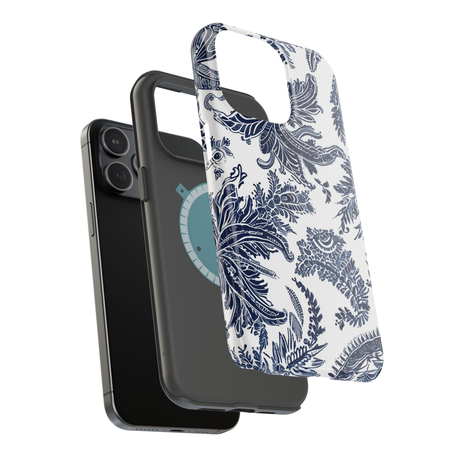 Blue Floral Damask Magnetic Impact - Resistant Phone Case - DIGITAL X
