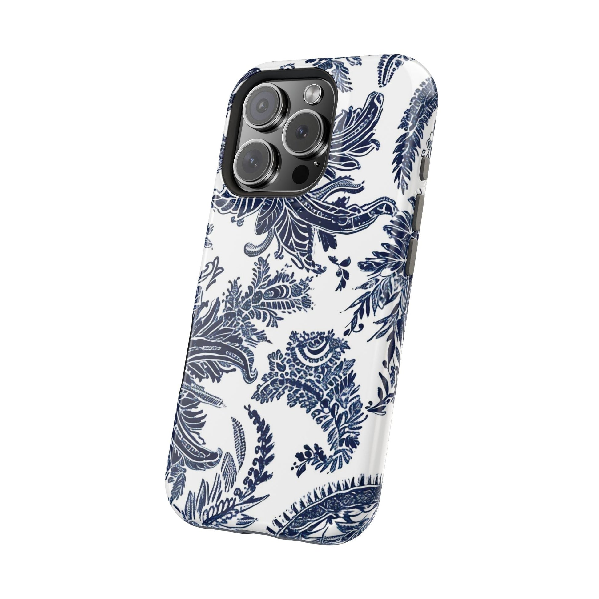 Blue Floral Damask Magnetic Impact - Resistant Phone Case - DIGITAL X