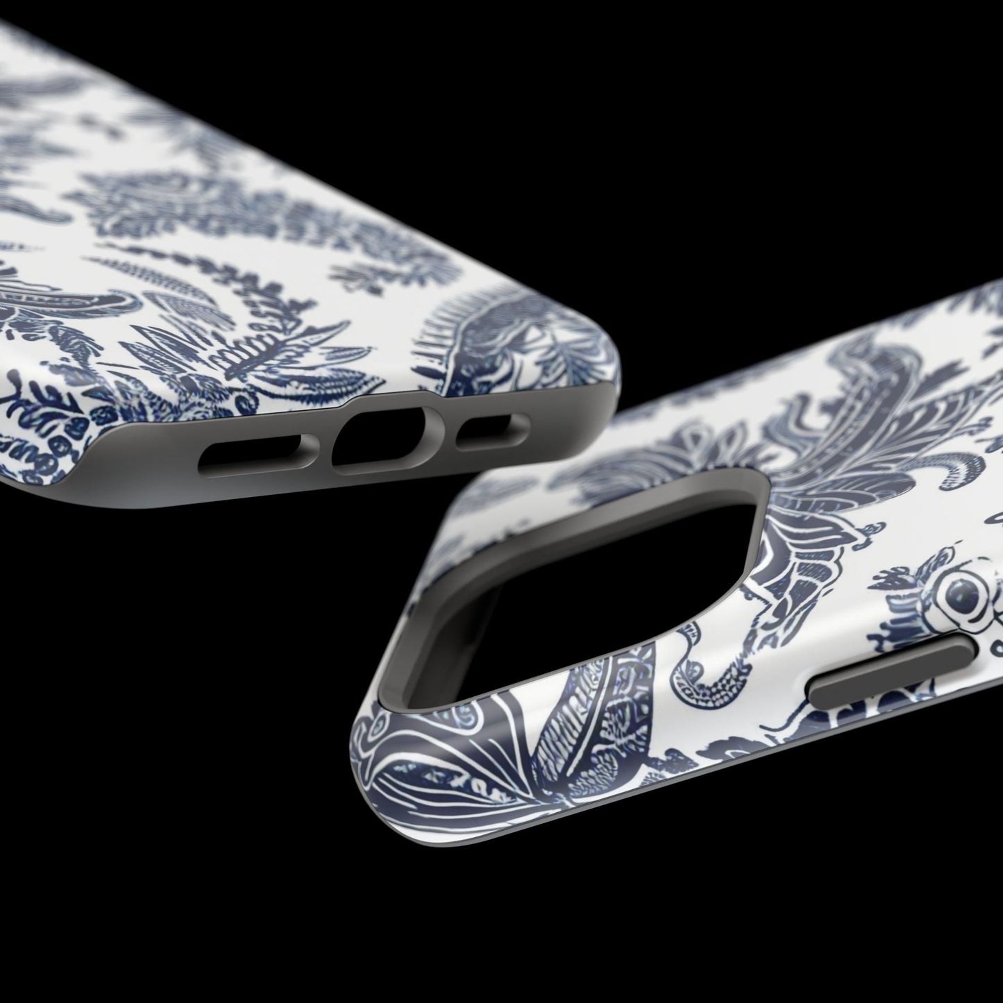 Blue Floral Damask Magnetic Impact - Resistant Phone Case - DIGITAL X