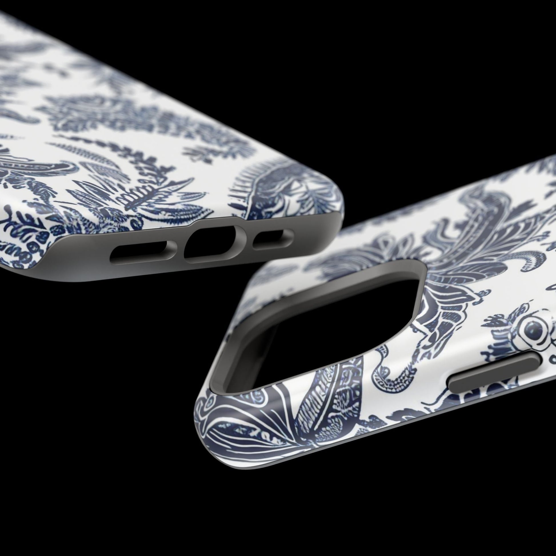 Blue Floral Damask Magnetic Impact - Resistant Phone Case - DIGITAL X