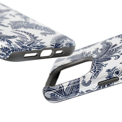 Blue Floral Damask Magnetic Impact - Resistant Phone Case - DIGITAL X