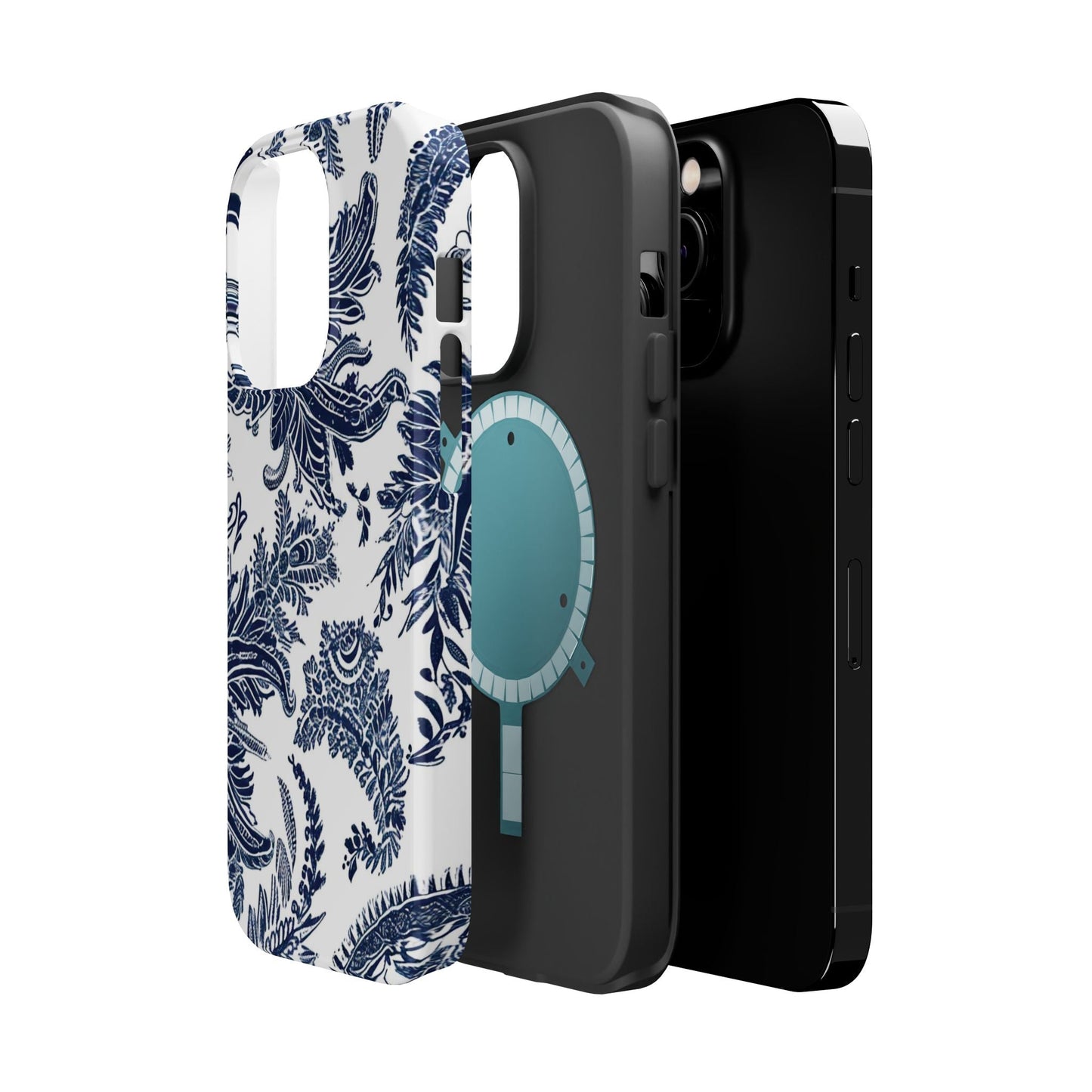 Blue Floral Damask Magnetic Impact - Resistant Phone Case - DIGITAL X