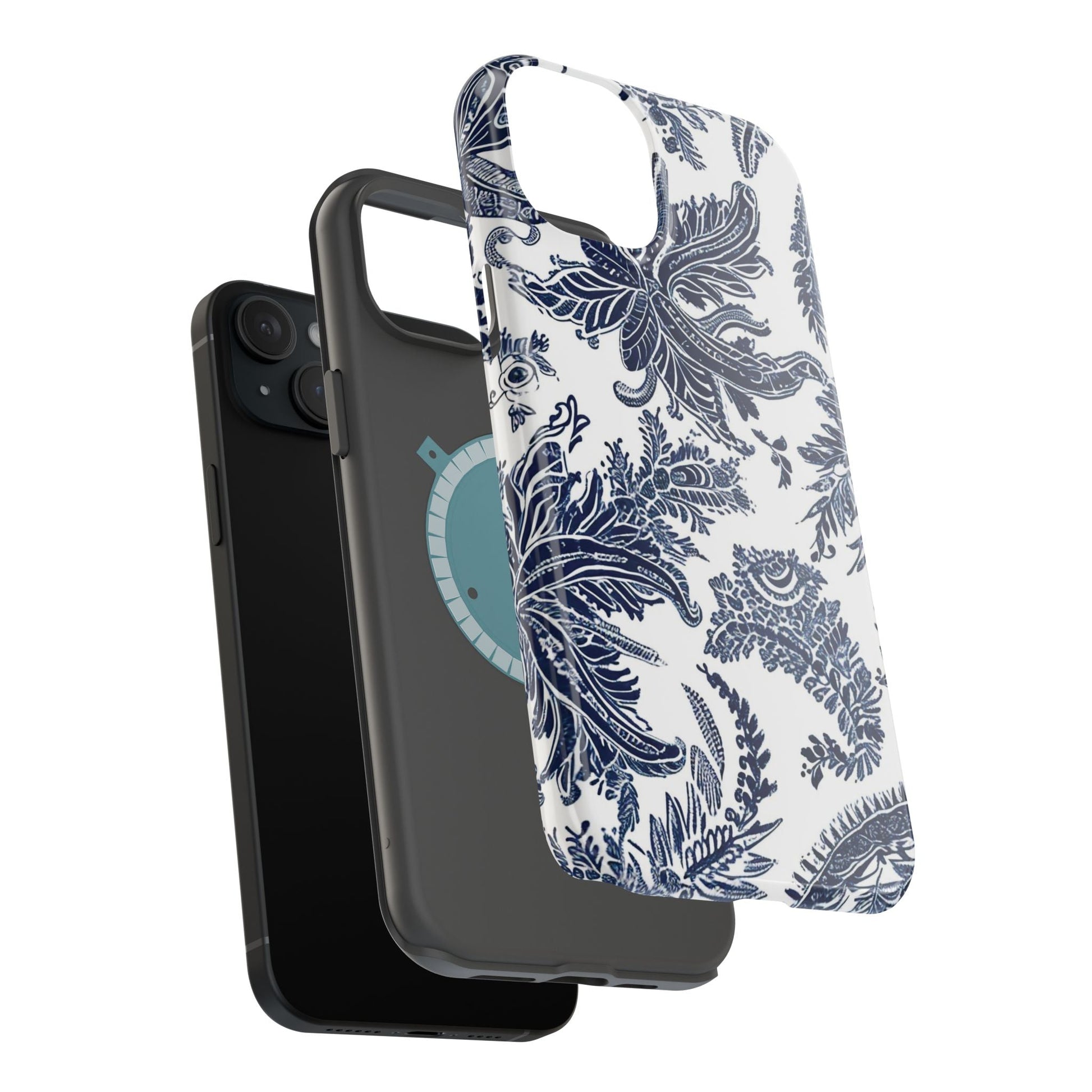 Blue Floral Damask Magnetic Impact - Resistant Phone Case - DIGITAL X