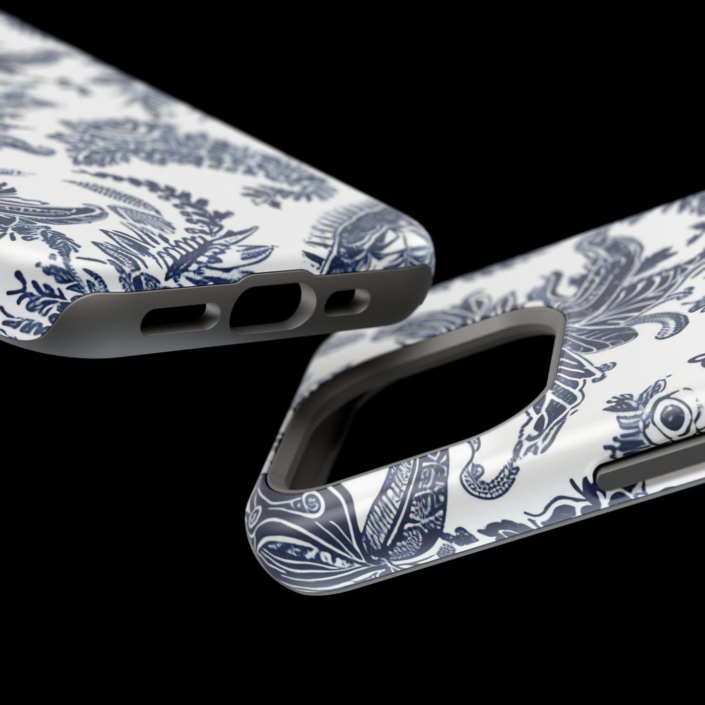 Blue Floral Damask Magnetic Impact - Resistant Phone Case - DIGITAL X