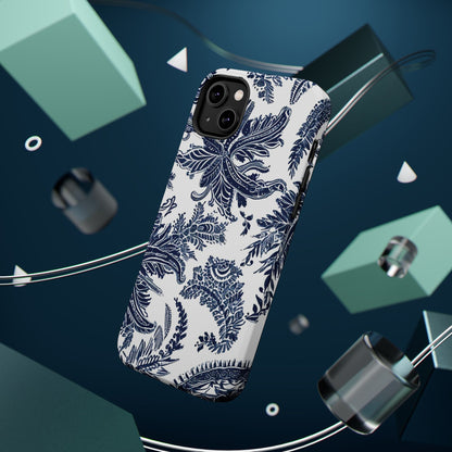 Blue Floral Damask Magnetic Impact - Resistant Phone Case - DIGITAL X