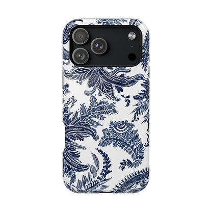 Blue Floral Damask Magnetic Impact - Resistant Phone Case - DIGITAL X