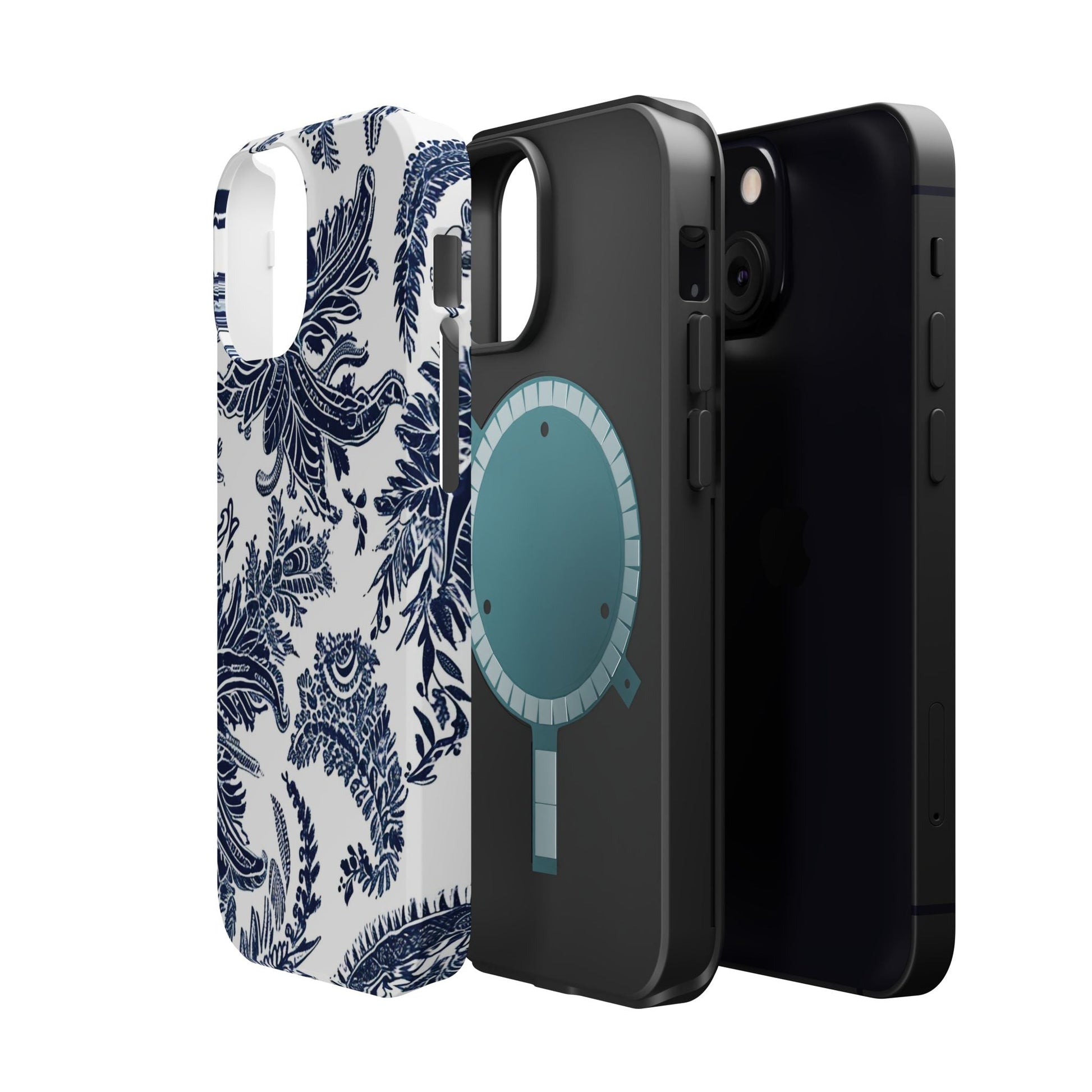 Blue Floral Damask Magnetic Impact - Resistant Phone Case - DIGITAL X