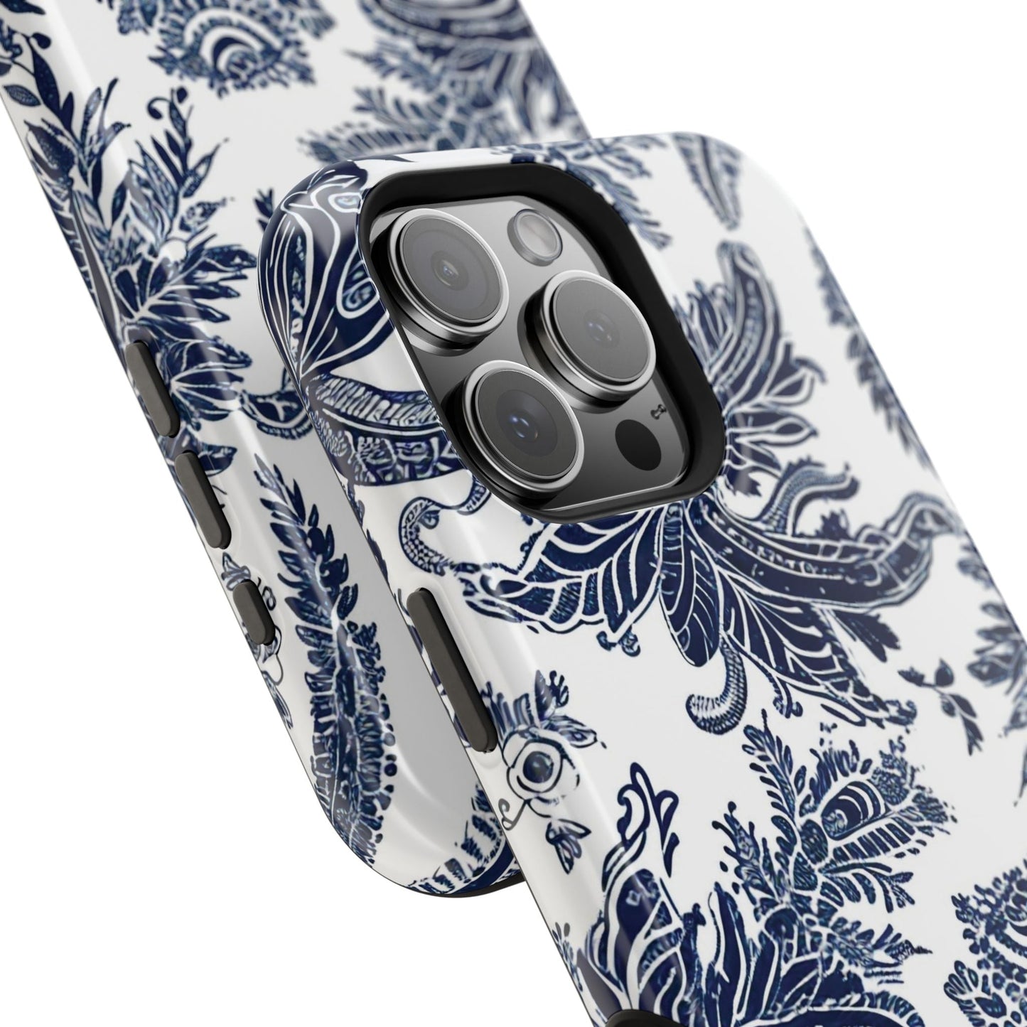 Blue Floral Damask Magnetic Impact - Resistant Phone Case - DIGITAL X