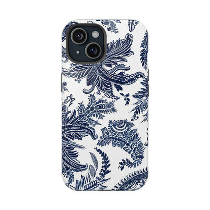 Blue Floral Damask Magnetic Impact - Resistant Phone Case - DIGITAL X
