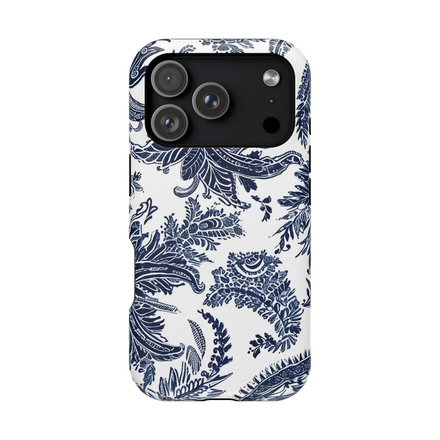 Blue Floral Damask Magnetic Impact - Resistant Phone Case - DIGITAL X