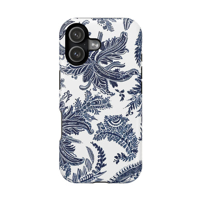 Blue Floral Damask Magnetic Impact - Resistant Phone Case - DIGITAL X