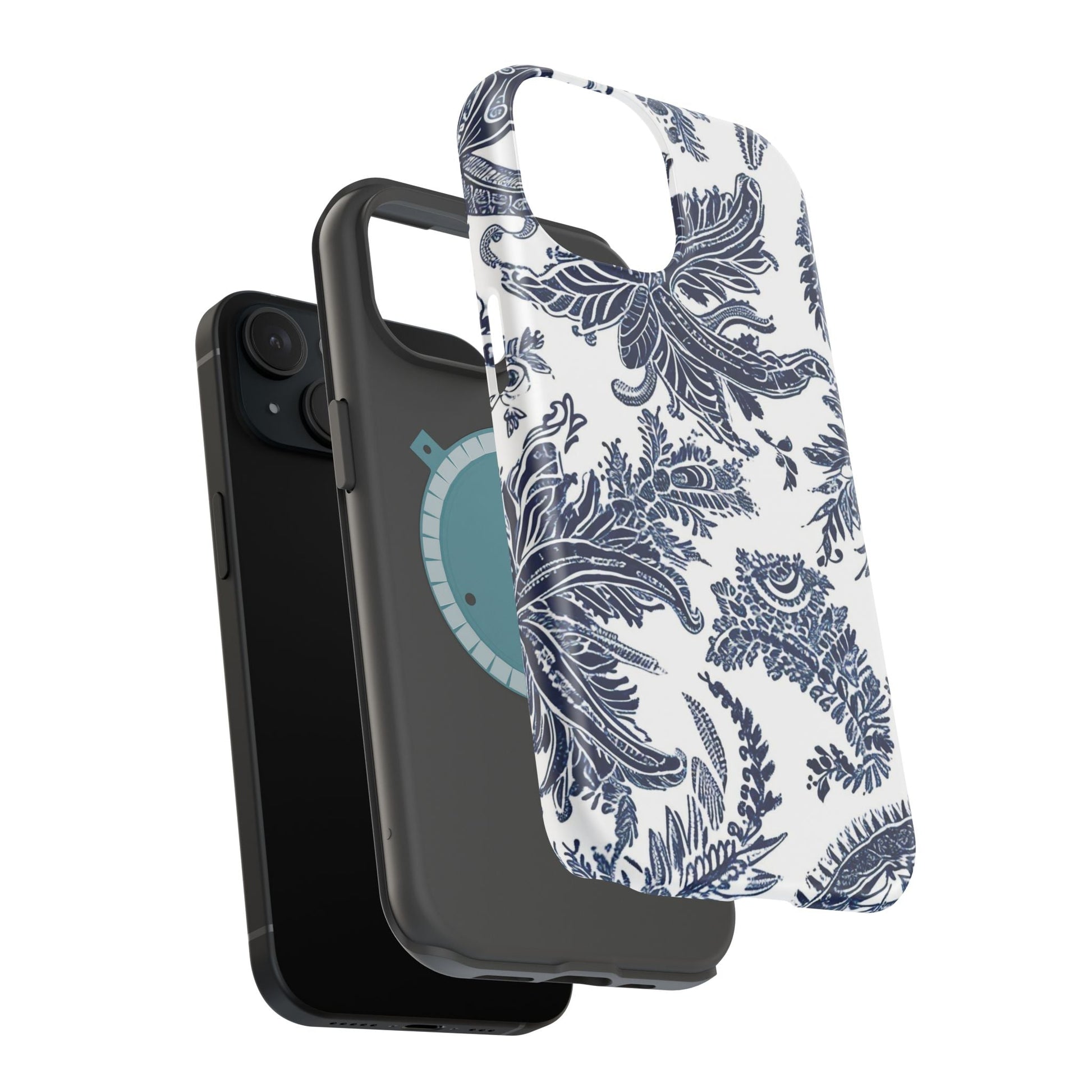 Blue Floral Damask Magnetic Impact - Resistant Phone Case - DIGITAL X