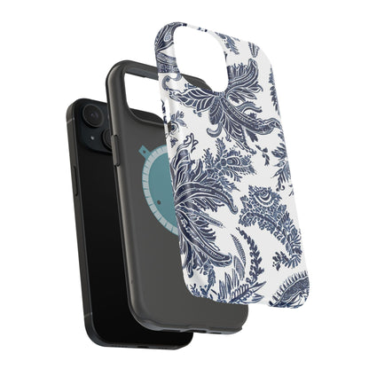 Blue Floral Damask Magnetic Impact - Resistant Phone Case - DIGITAL X
